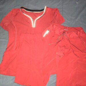 Healing hands red scrubs
